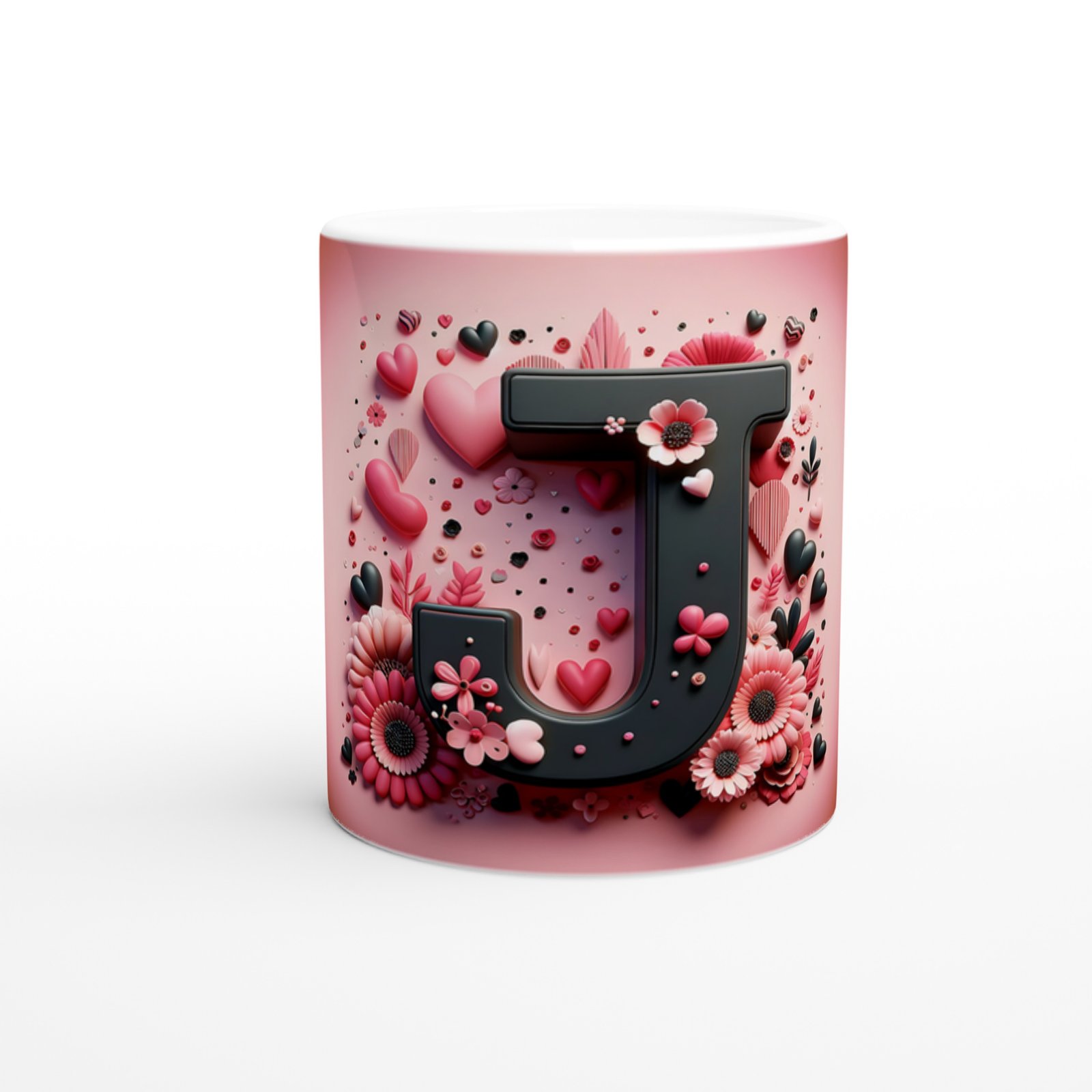 J Harfi Kontrast Detaylı Harfli Kupa Bardak