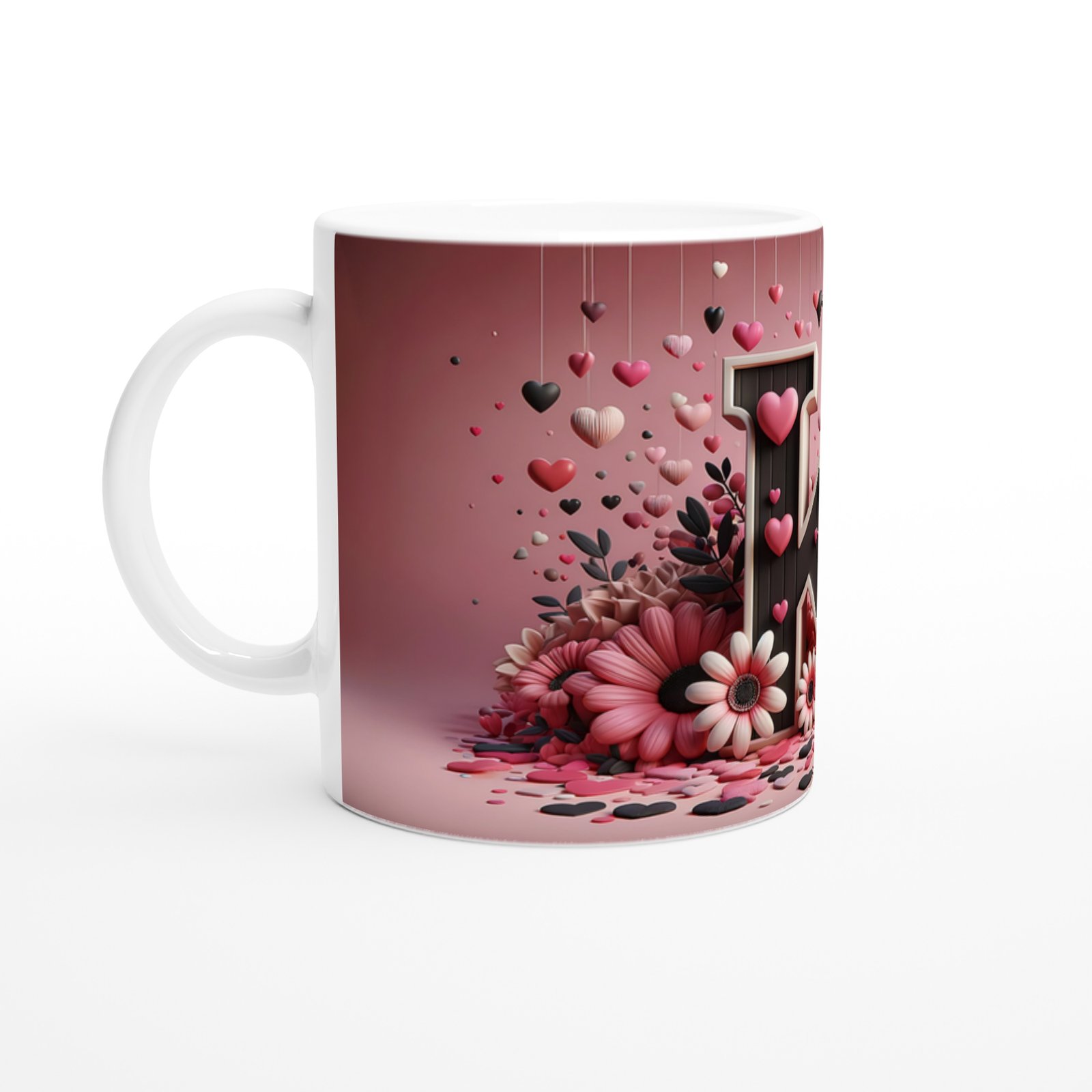 K Harfi Estetik Çizgili Harfli Kupa Bardak - 2