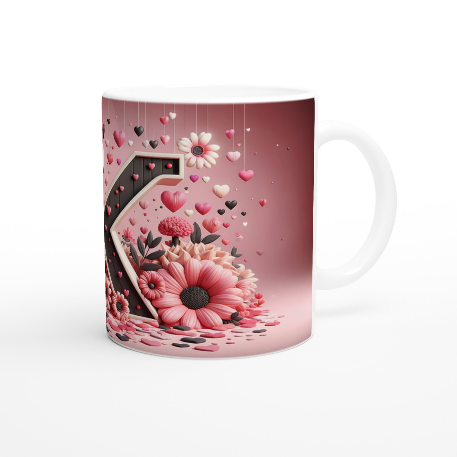 K Harfi Estetik Çizgili Harfli Kupa Bardak - 3