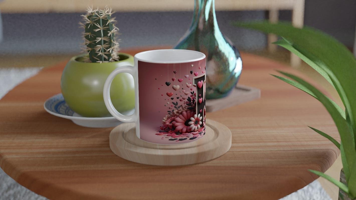 K Harfi Estetik Çizgili Harfli Kupa Bardak - 4