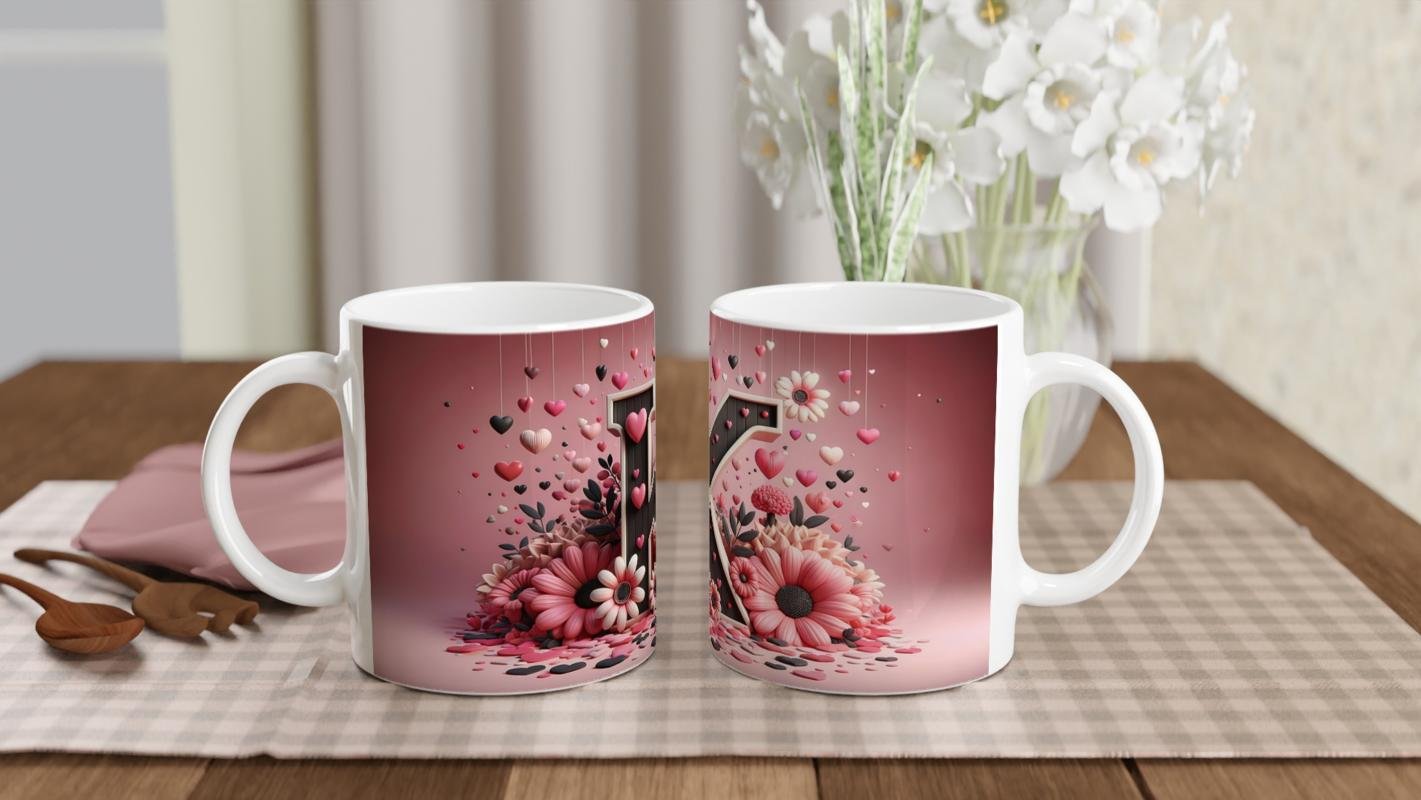 K Harfi Estetik Çizgili Harfli Kupa Bardak - 5