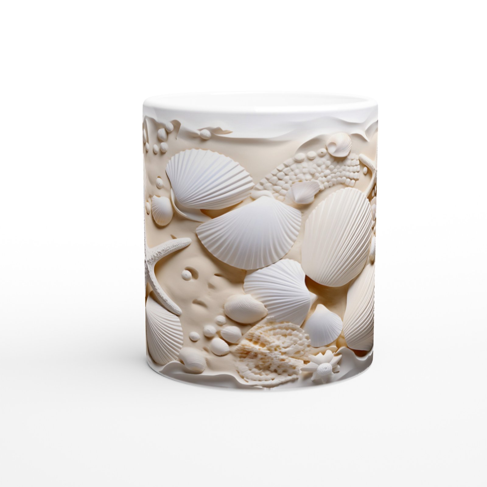 Kabuklar ve Yıldızlarla Bezenmiş Su Altı Temalı Kupa Bardak