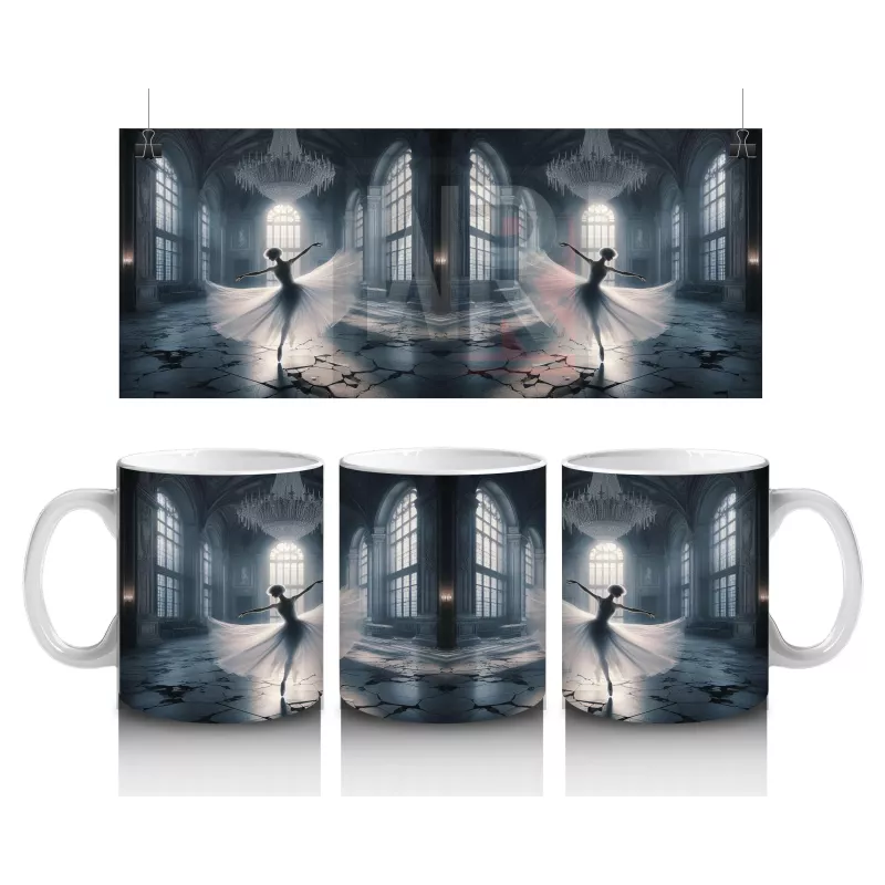 Kafesli Koridorda Maskeli Figürlü Tüyler Ürpertici Cadılar Bayramı Baskılı Kupa Bardak