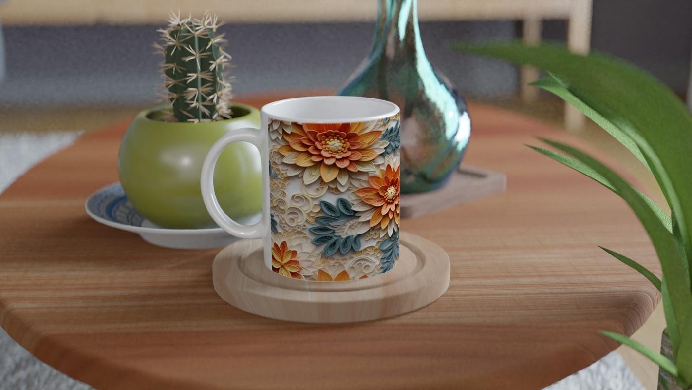 Kağıt Katmanlı Şakayık Desenli Kupa Bardak - 4