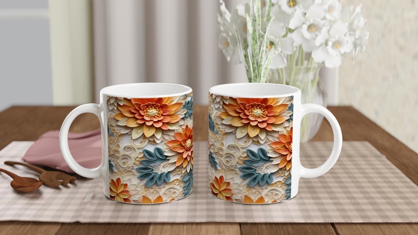 Kağıt Katmanlı Şakayık Desenli Kupa Bardak - 5