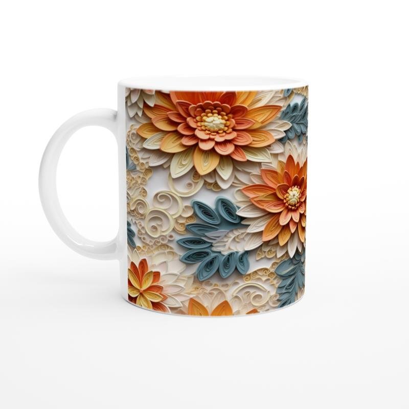 Kağıt Katmanlı Şakayık Desenli Kupa Bardak