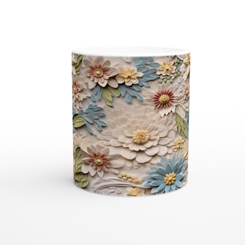 Kağıt Kıvrım Stilinde Çiçekli Kupa Bardak - 2