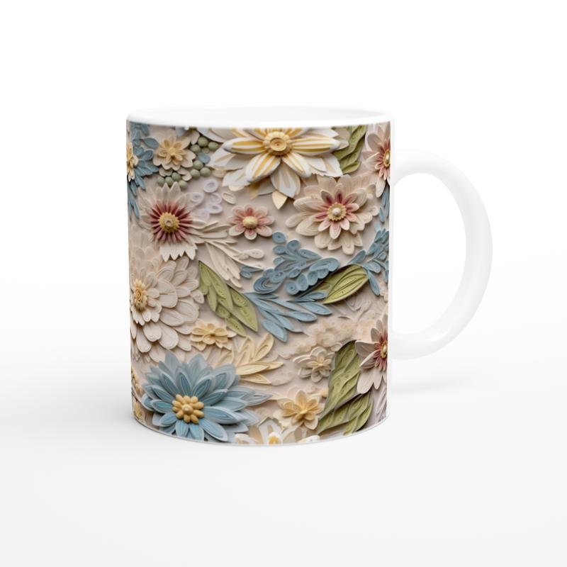 Kağıt Kıvrım Stilinde Çiçekli Kupa Bardak - 3