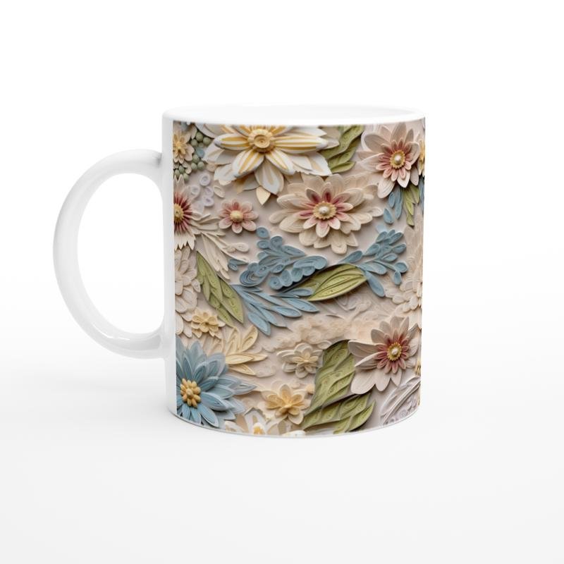 Kağıt Kıvrım Stilinde Çiçekli Kupa Bardak