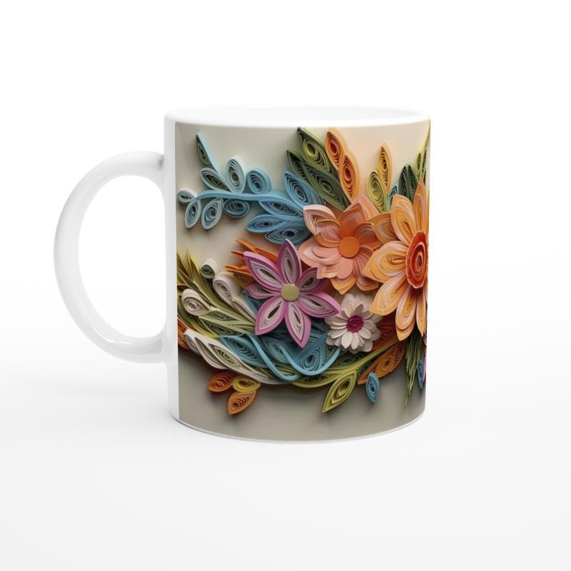 Kağıt Sanatı Çiçekli Kupa Bardak