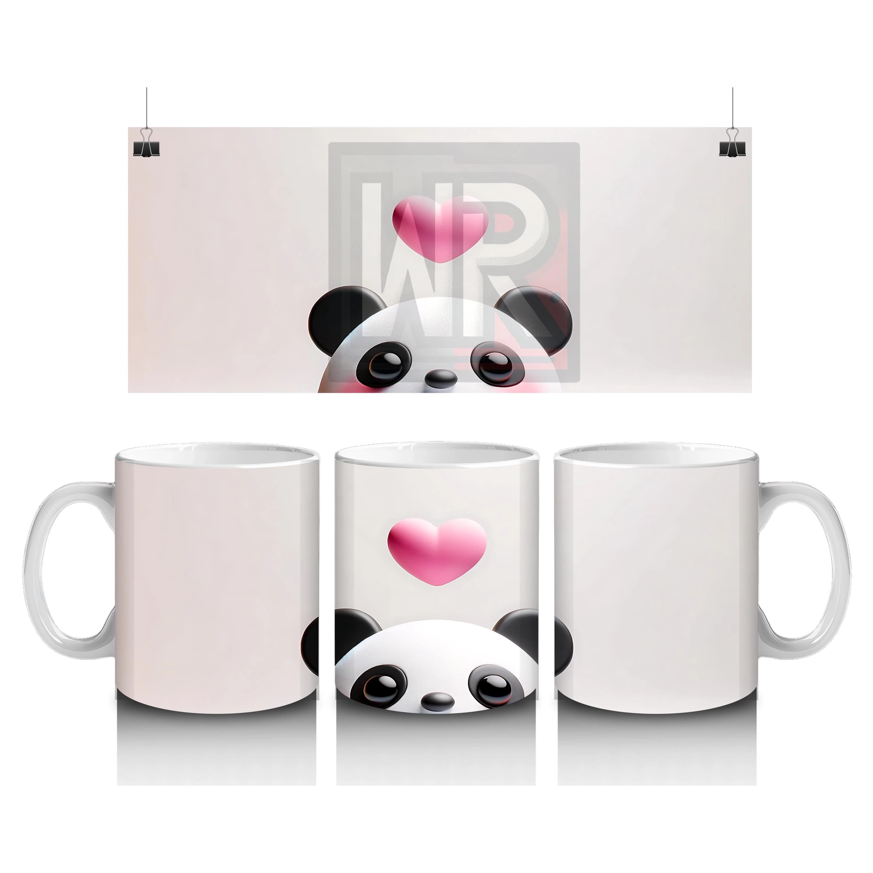 Kalp Balonu Tutan Şirin Panda – Baskılı Kupa Bardak