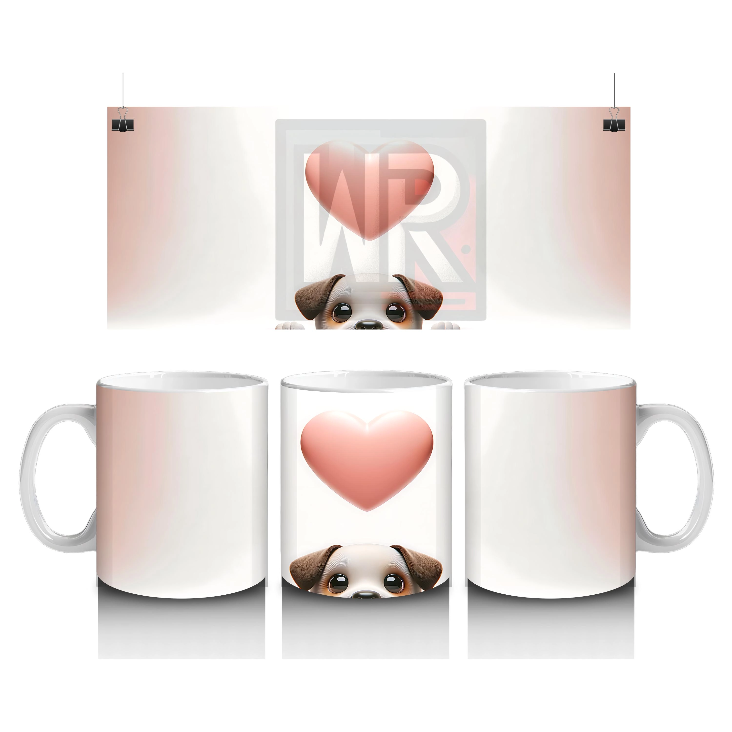 Kalp Balonuna Bakan Sevimli Köpek – Baskılı Kahve Kupası