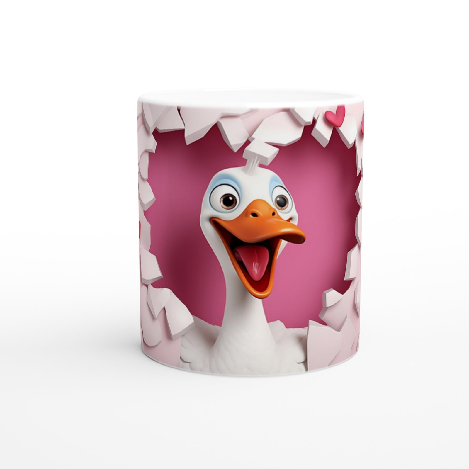 Kalp Çatlağından Bakan Kaz Temalı Baskılı Kupa Bardak