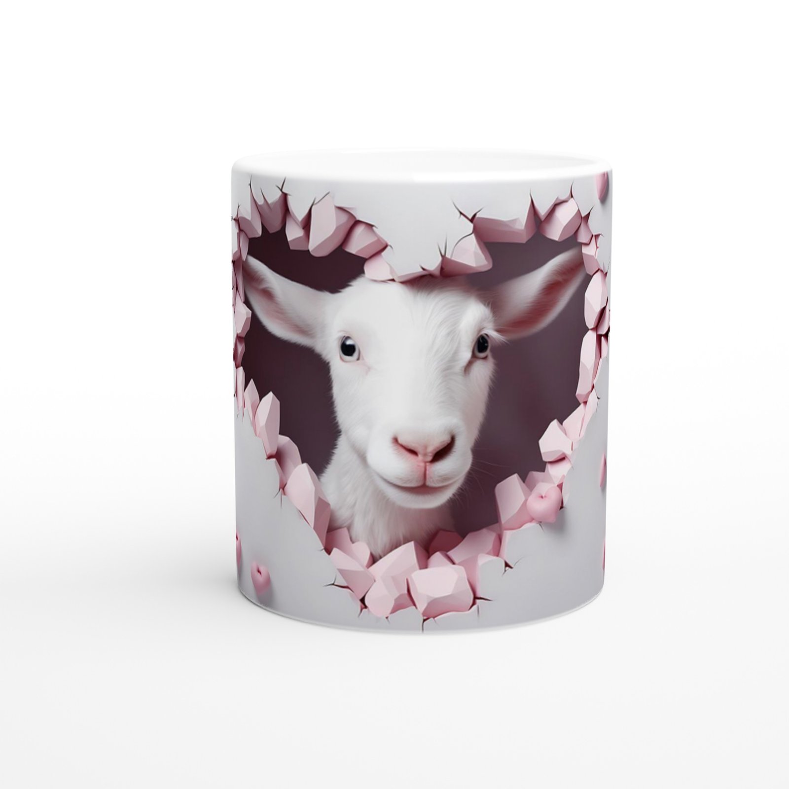 Kalp Çatlağından Bakan Keçi Temalı Baskılı Kupa Bardak