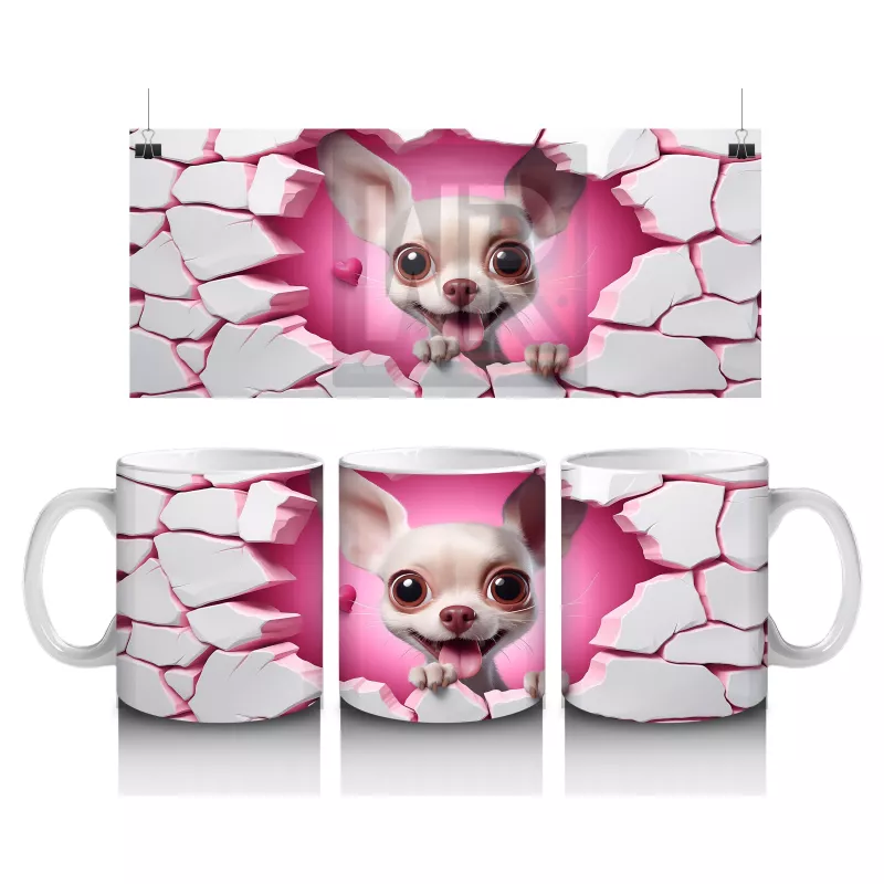 Kalp Çatlağından Bakan Şirin Köpek – Baskılı Kahve Kupası