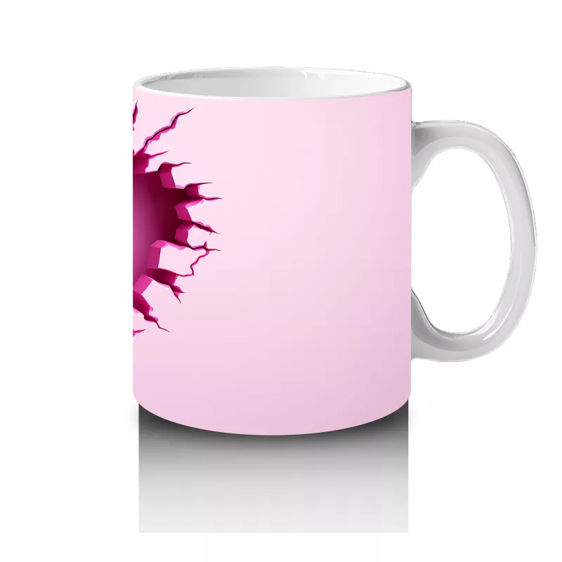 Kalp Desenli Pembe Arka Planda Zebra – Baskılı Kahve Kupası - 4