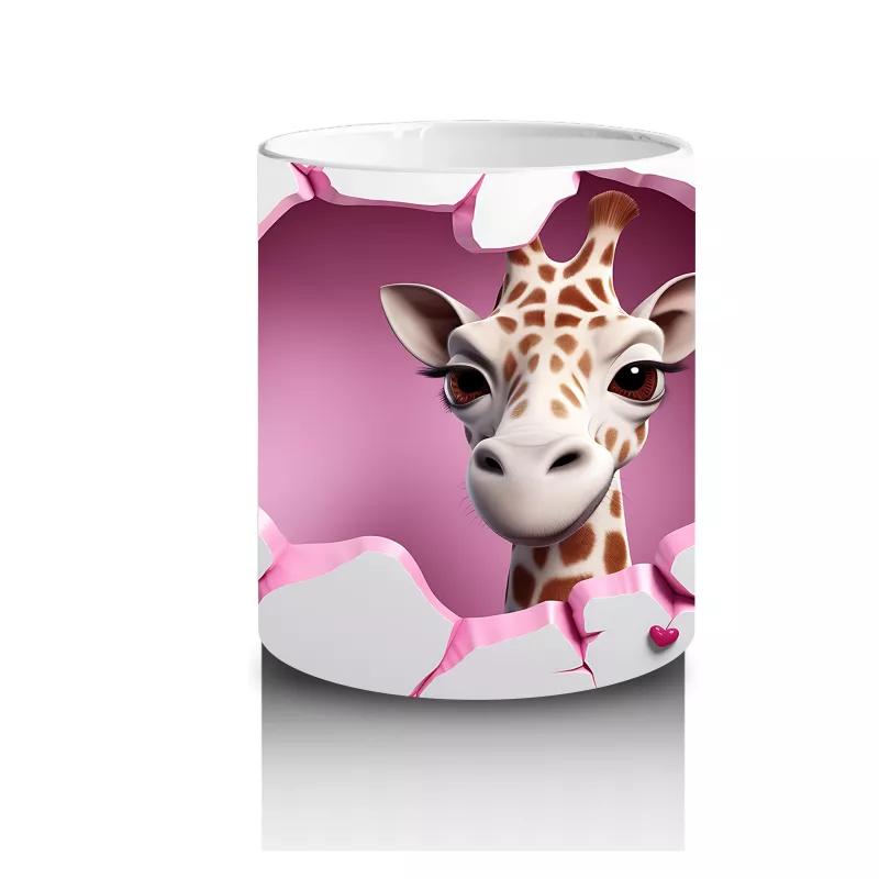 Kalp Duvarın Ardından Bakan Sevimli Zürafa – Baskılı Kahve Kupası - 3