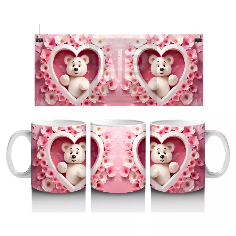 Kalp İçinde Oturan Ayıcık Çifti – Baskılı Kahve Kupası