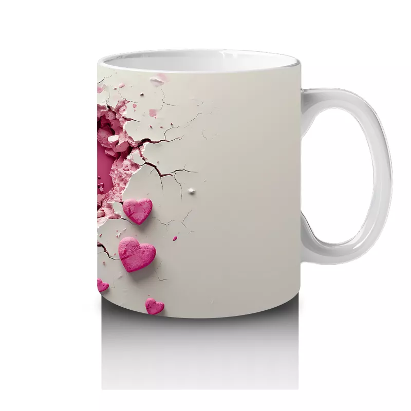 Kalp Şeklinde Peluş Oyuncak Çifti – Baskılı Kahve Kupası - 4