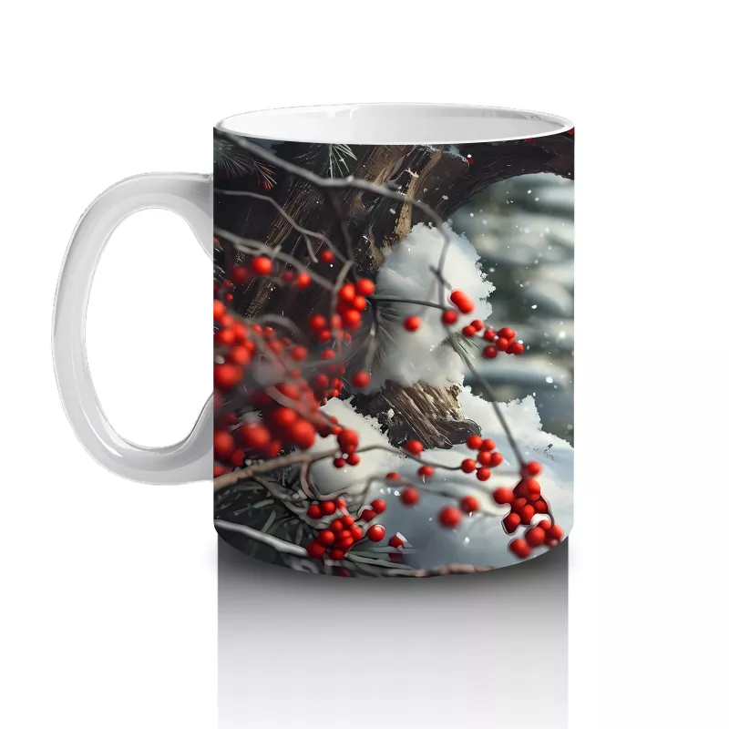 Kalp Şeklindeki Ağaç Kovuklarında Kırmızı Kardinal – Baskılı Kahve Kupası - 2