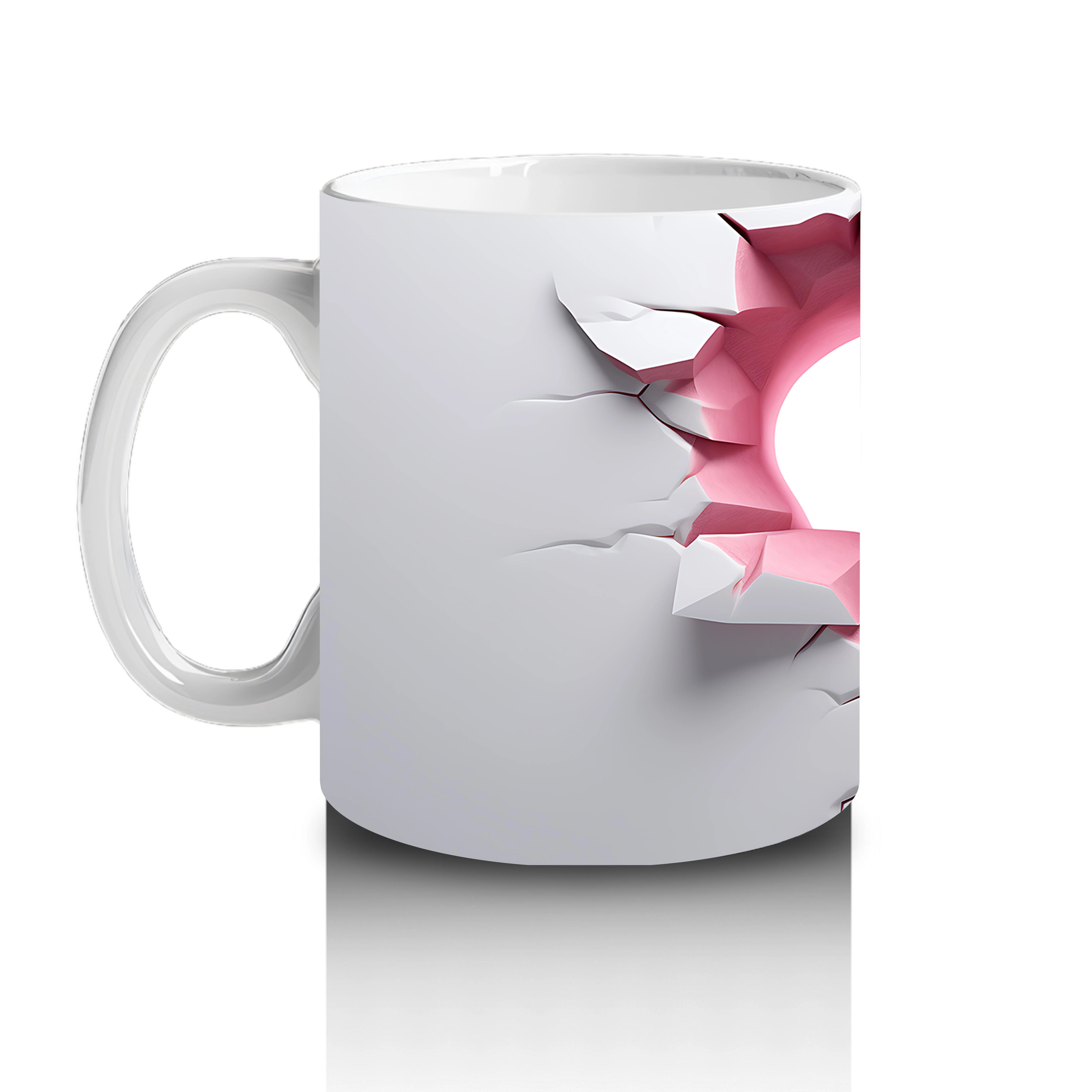 Kalp Şeklindeki Çatlak Zeminden Bakan Beyaz Geyik - Baskılı kahve kupası - 2