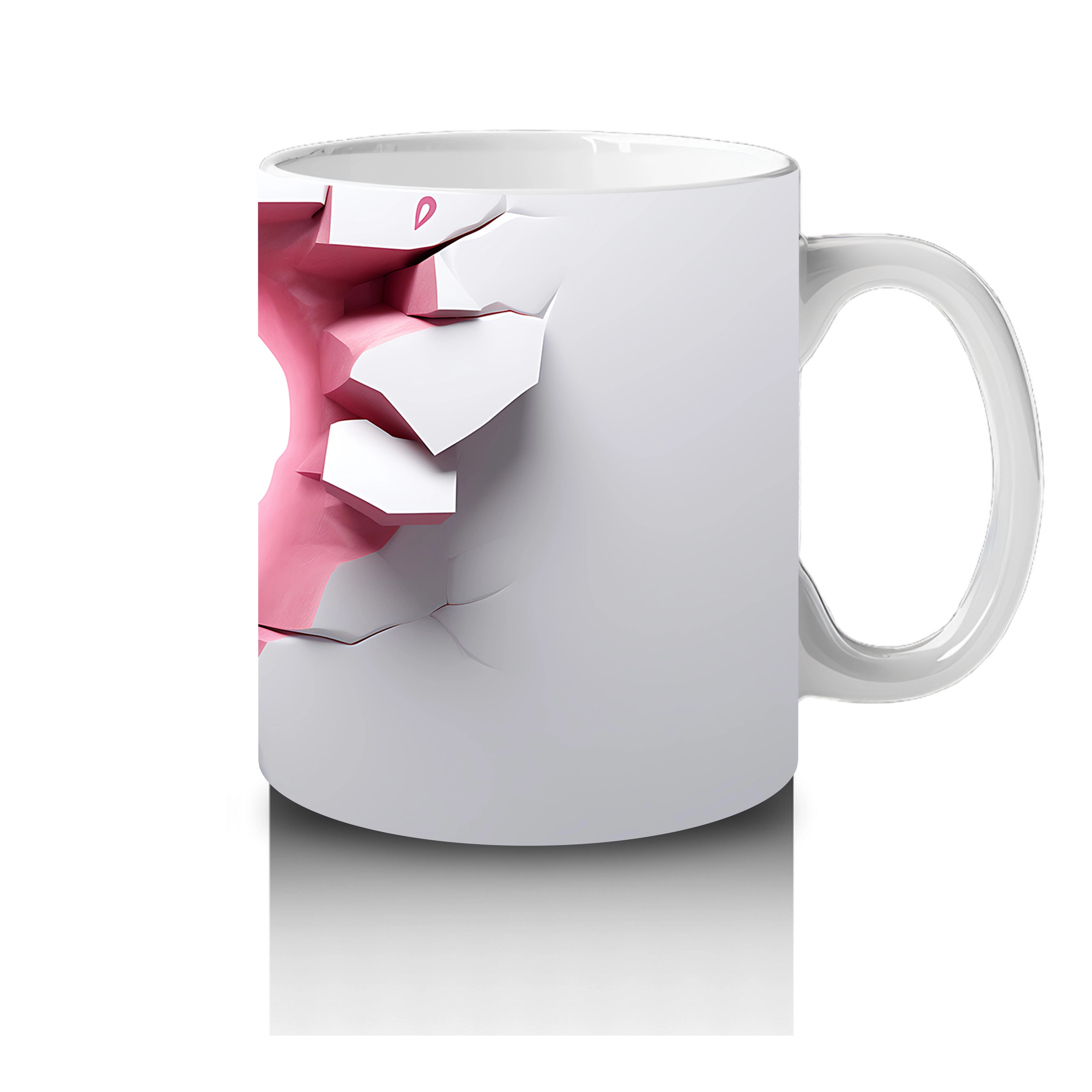 Kalp Şeklindeki Çatlak Zeminden Bakan Beyaz Geyik - Baskılı kahve kupası - 4