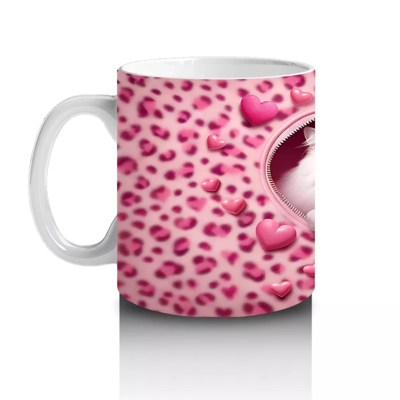 Kalp Şeklindeki Çatlakta İki Sevimli Kedi – Baskılı Kahve Kupası - 2