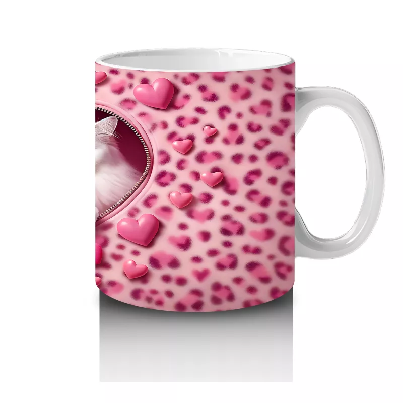 Kalp Şeklindeki Çatlakta İki Sevimli Kedi – Baskılı Kahve Kupası - 4