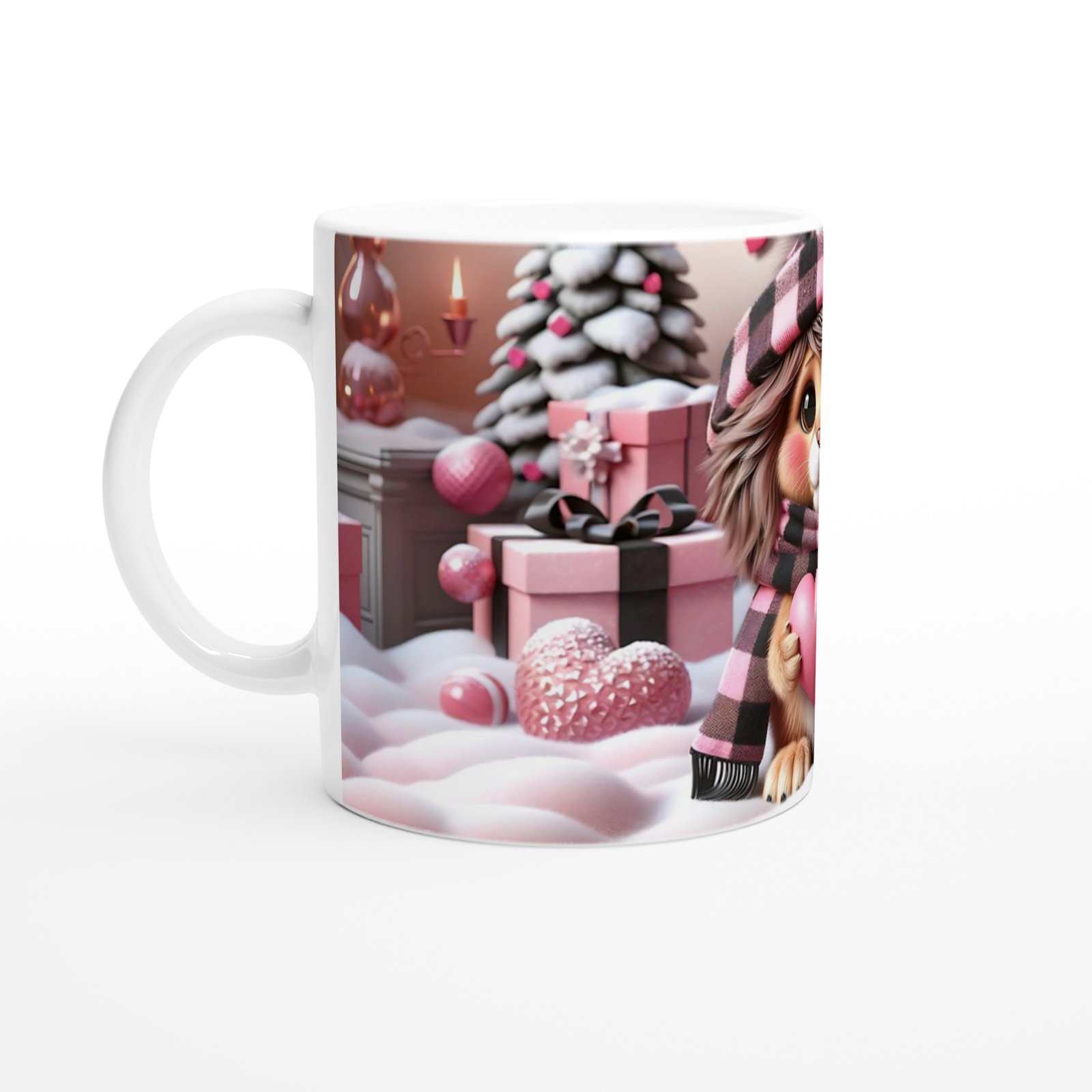 Kalp Tutan Şapkalı Aslan Yavrusu Temalı Baskılı Kupa Bardak - 2