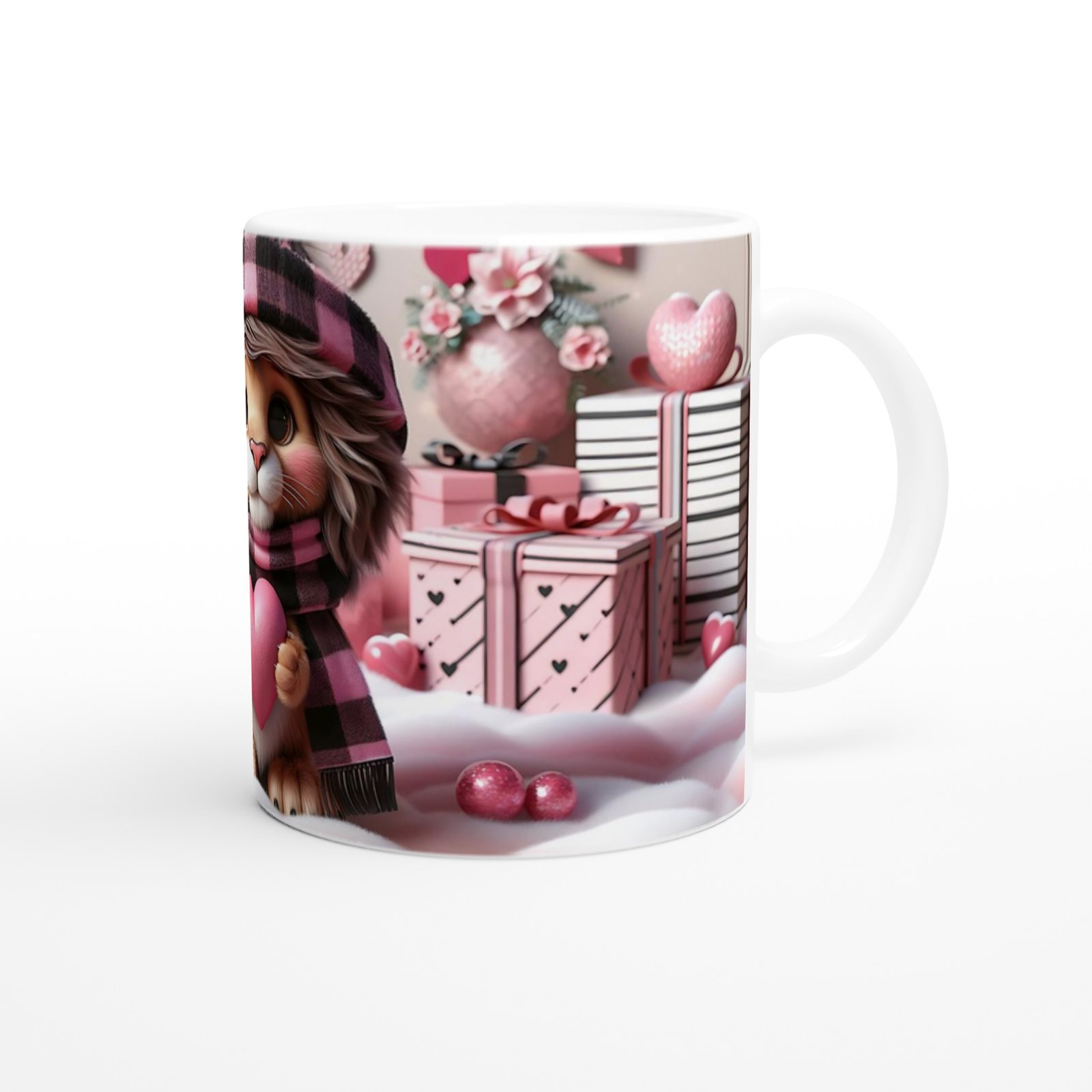 Kalp Tutan Şapkalı Aslan Yavrusu Temalı Baskılı Kupa Bardak - 3