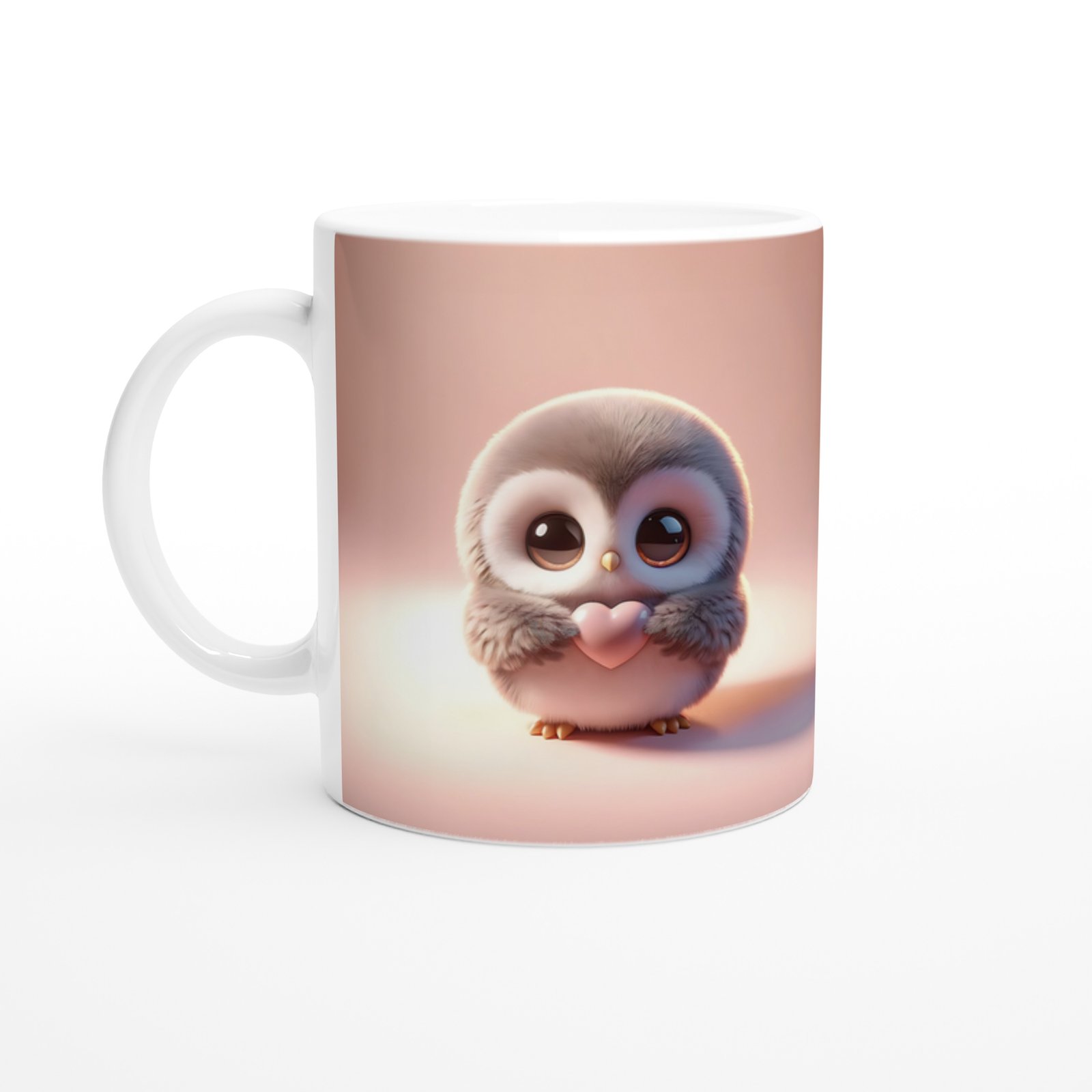 Kalp Tutan Sevimli Baykuş Temalı Baskılı Kupa Bardak