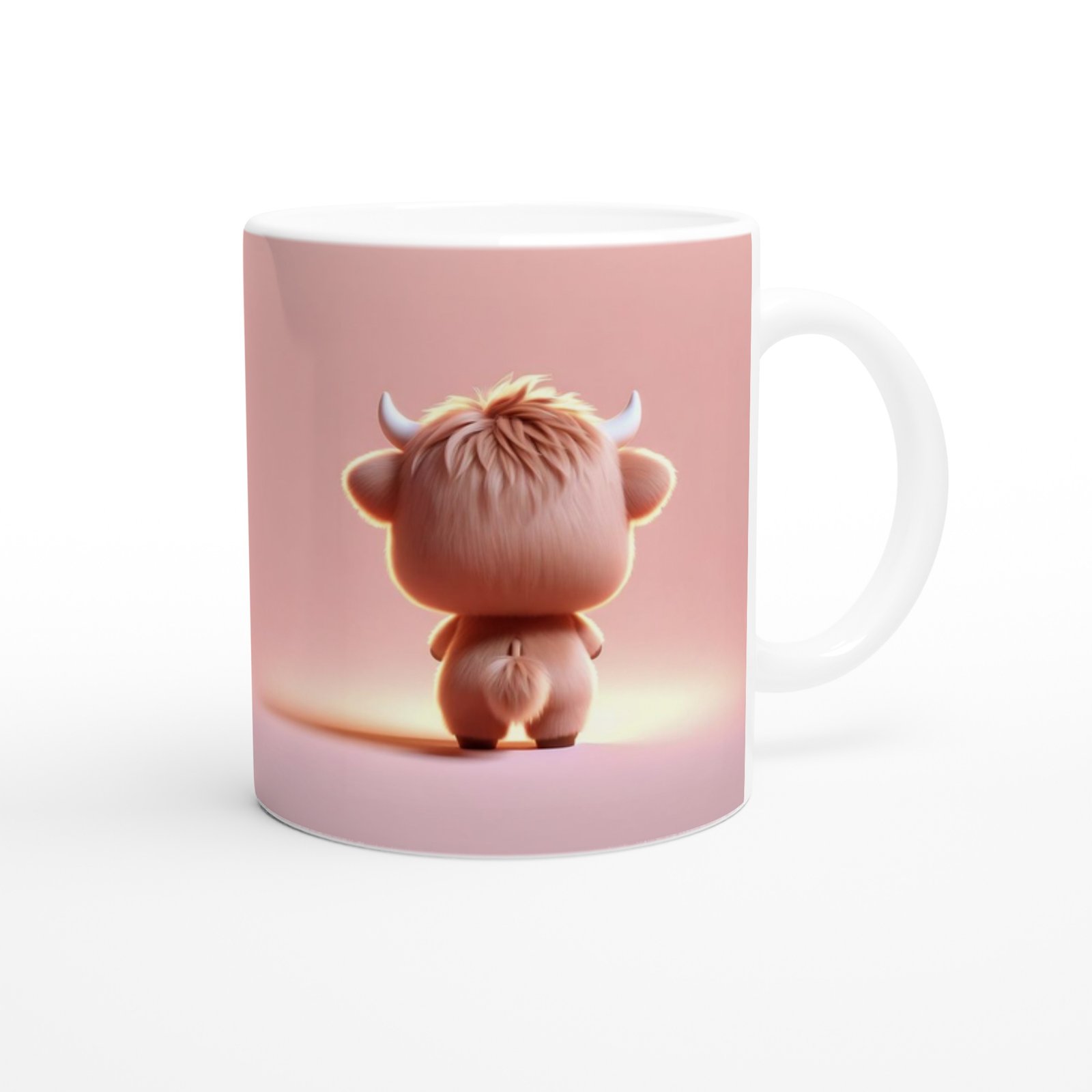 Kalp Tutan Sevimli Buzağı Temalı Baskılı Kupa Bardak - 3