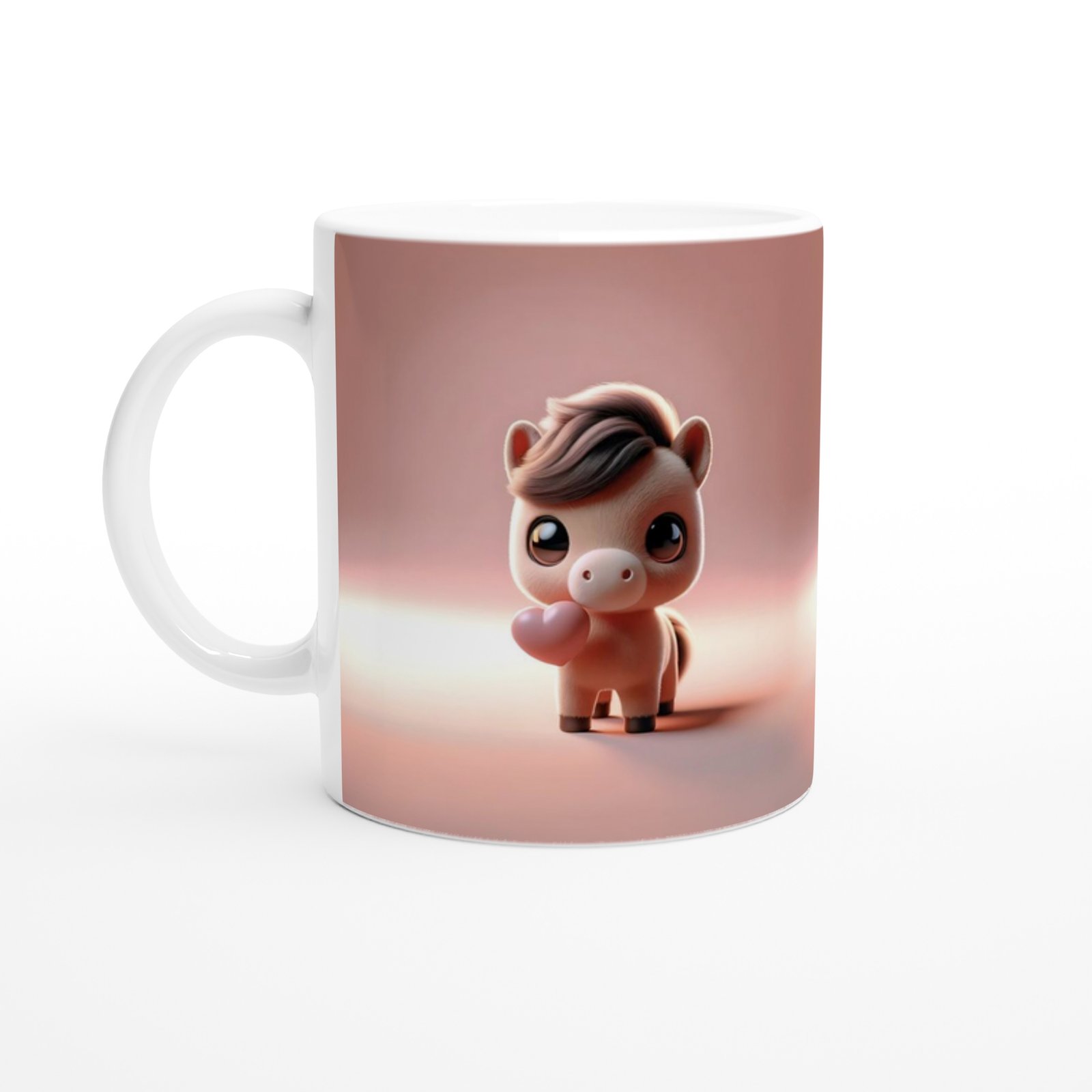 Kalp Tutan Sevimli Midilli Temalı Baskılı Kupa Bardak