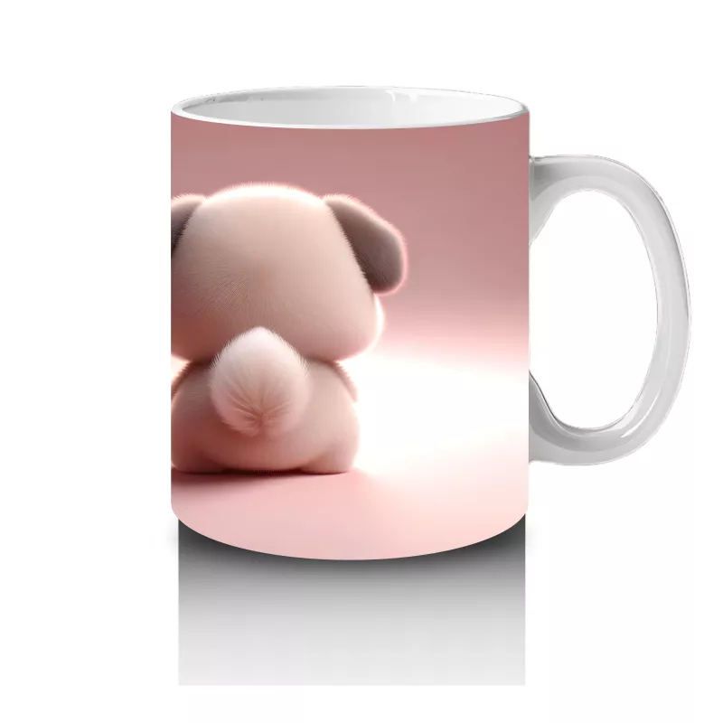 Kalp Tutan Sevimli Peluş Köpek Figürü - Baskılı kahve kupası - 4