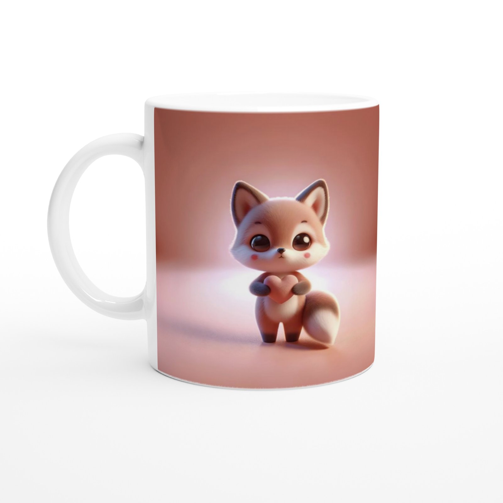 Kalp Tutan Sevimli Tilki Temalı Baskılı Kupa Bardak