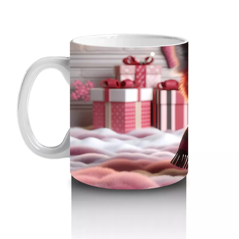 Kalp Tutarken Gülümseyen Kırmızı Panda – Baskılı Kahve Kupası - 2