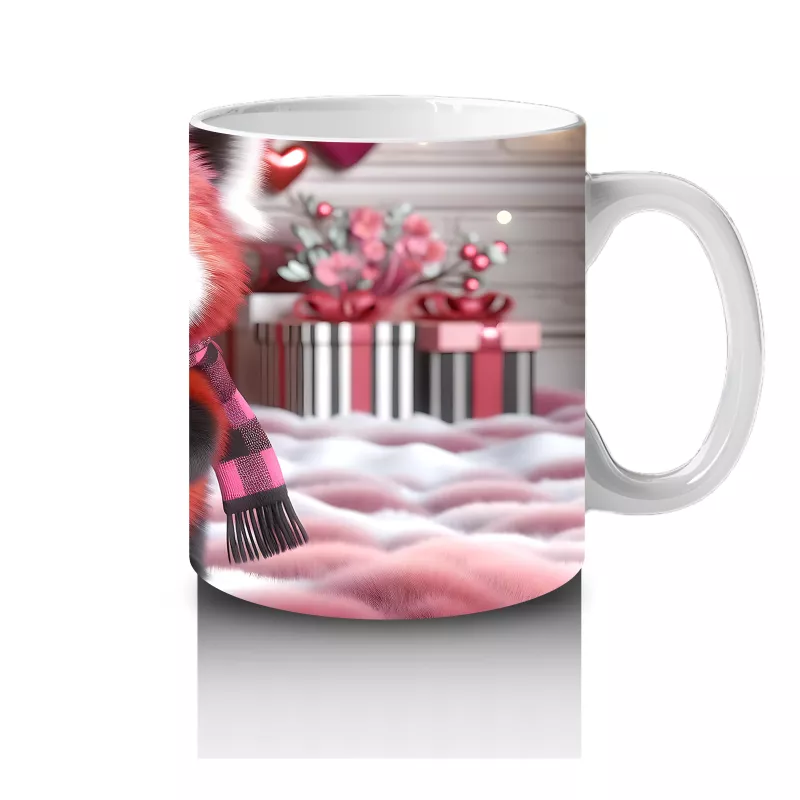 Kalp Tutarken Gülümseyen Kırmızı Panda – Baskılı Kahve Kupası - 4