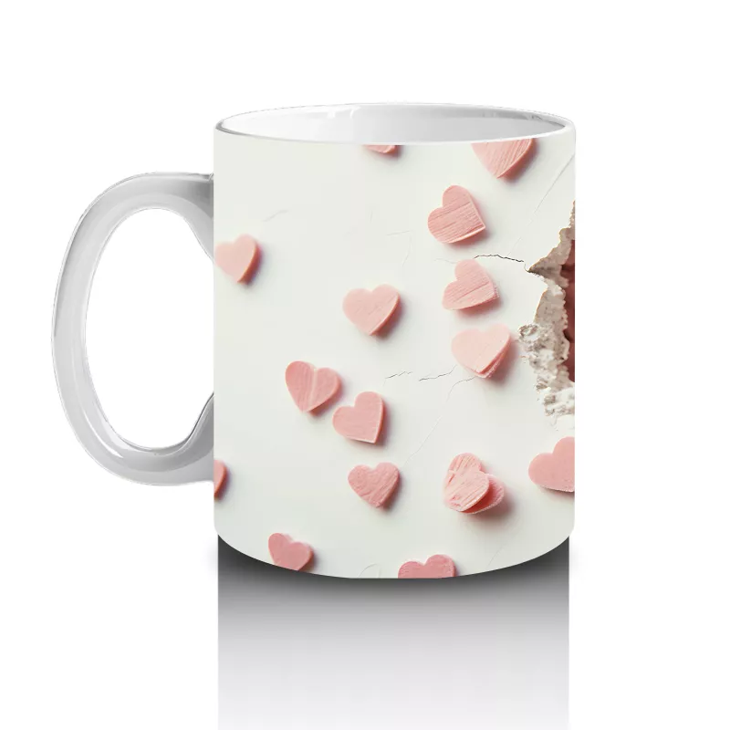 Kalp Yağmuru Altında Sevimli Sincap Ailesi– Baskılı Kahve Kupası - 2