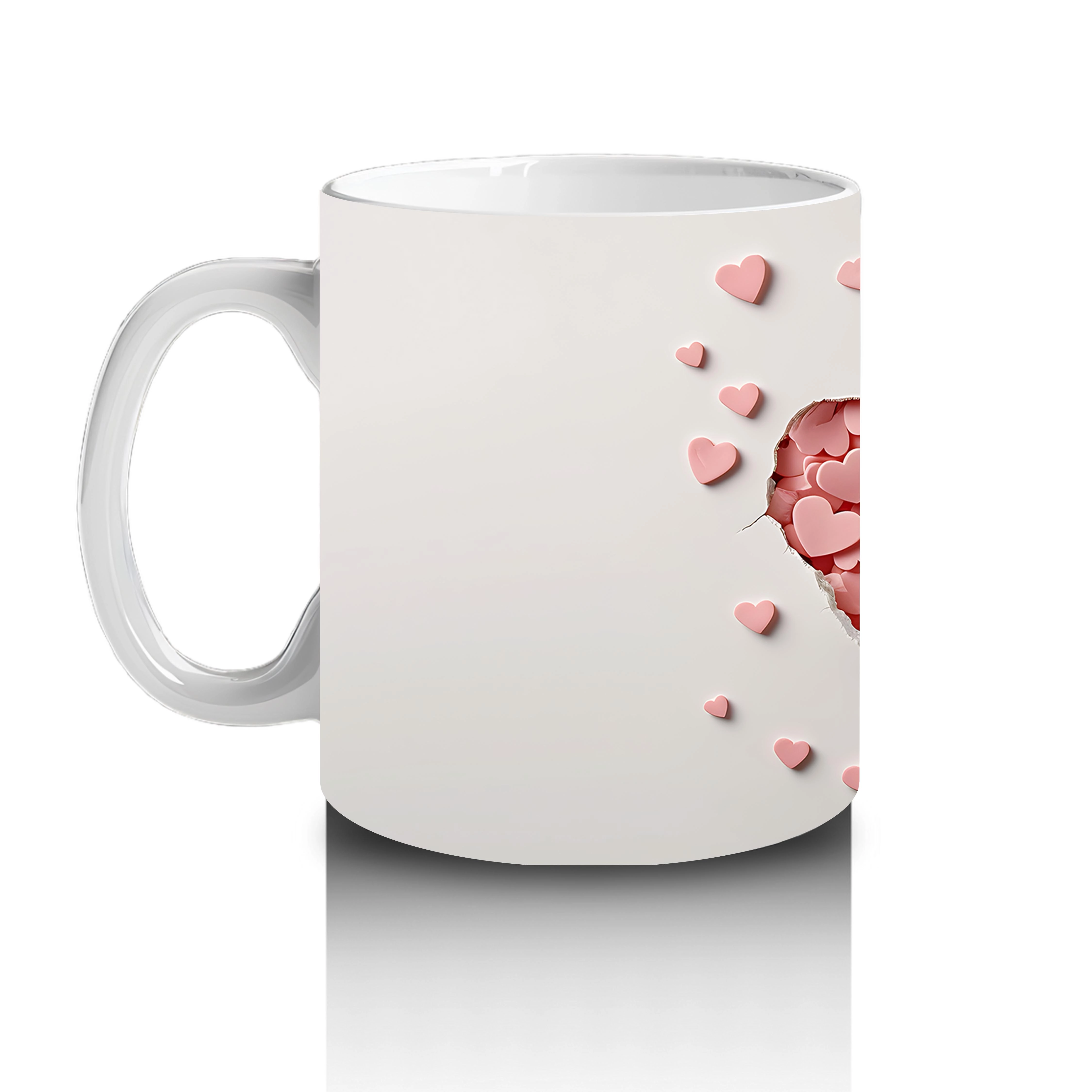 Kalp Yağmuru Altında Tatlı Yavru Köpek – Baskılı Kahve Kupası - 2