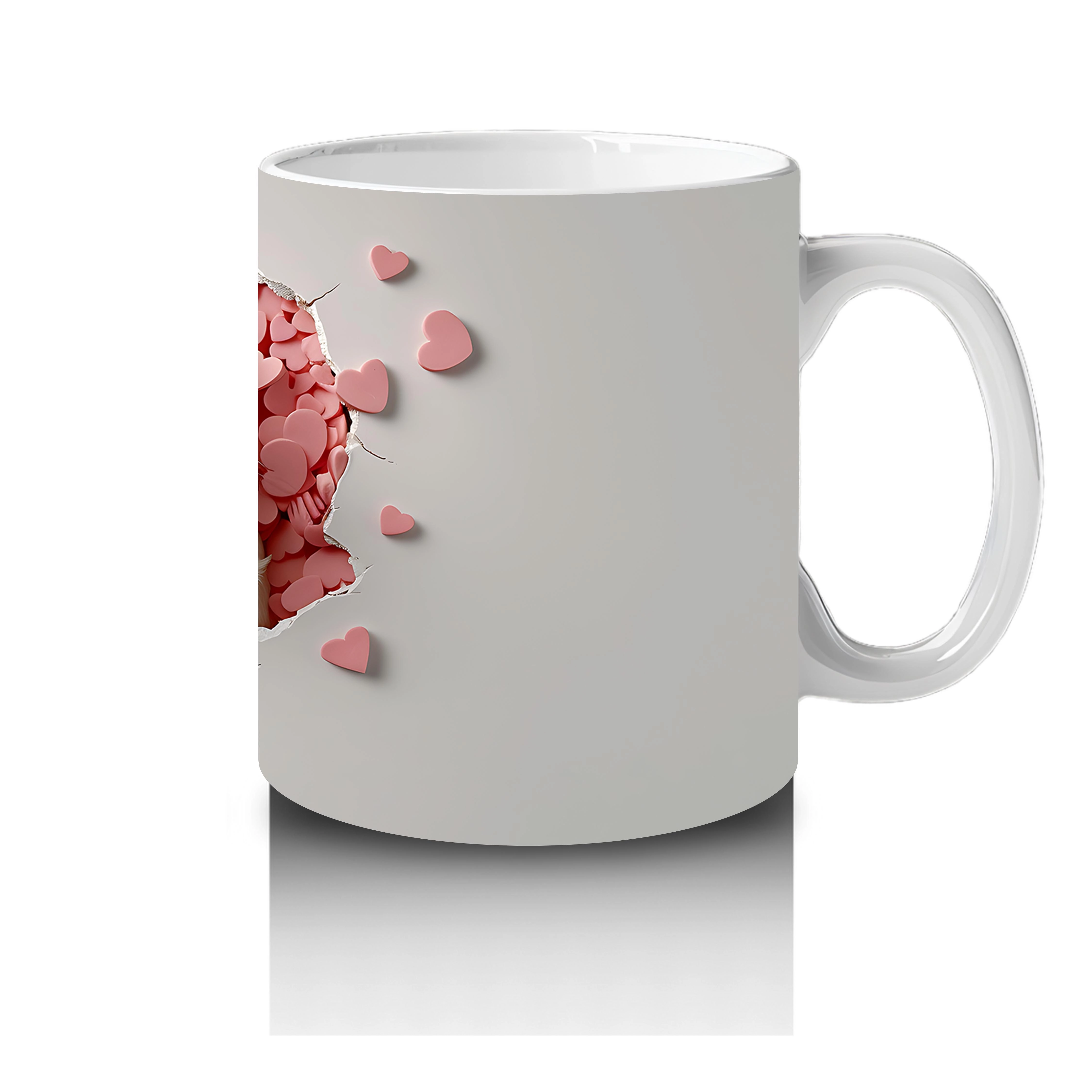 Kalp Yağmuru Altında Tatlı Yavru Köpek – Baskılı Kahve Kupası - 4