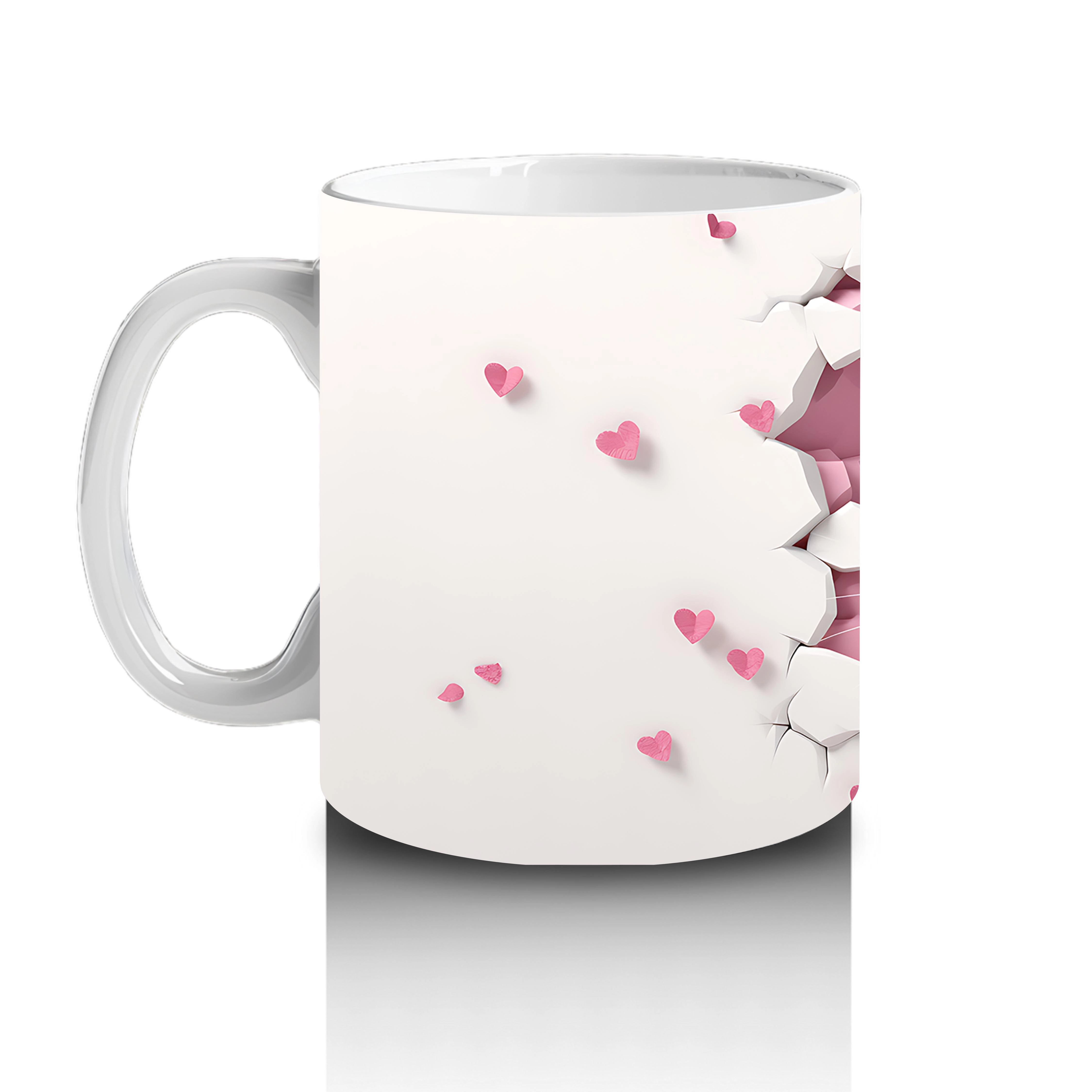 Kalp Yapraklı Ağaç Önünde Tatlı Tavşan – Baskılı Kahve Kupası - 2