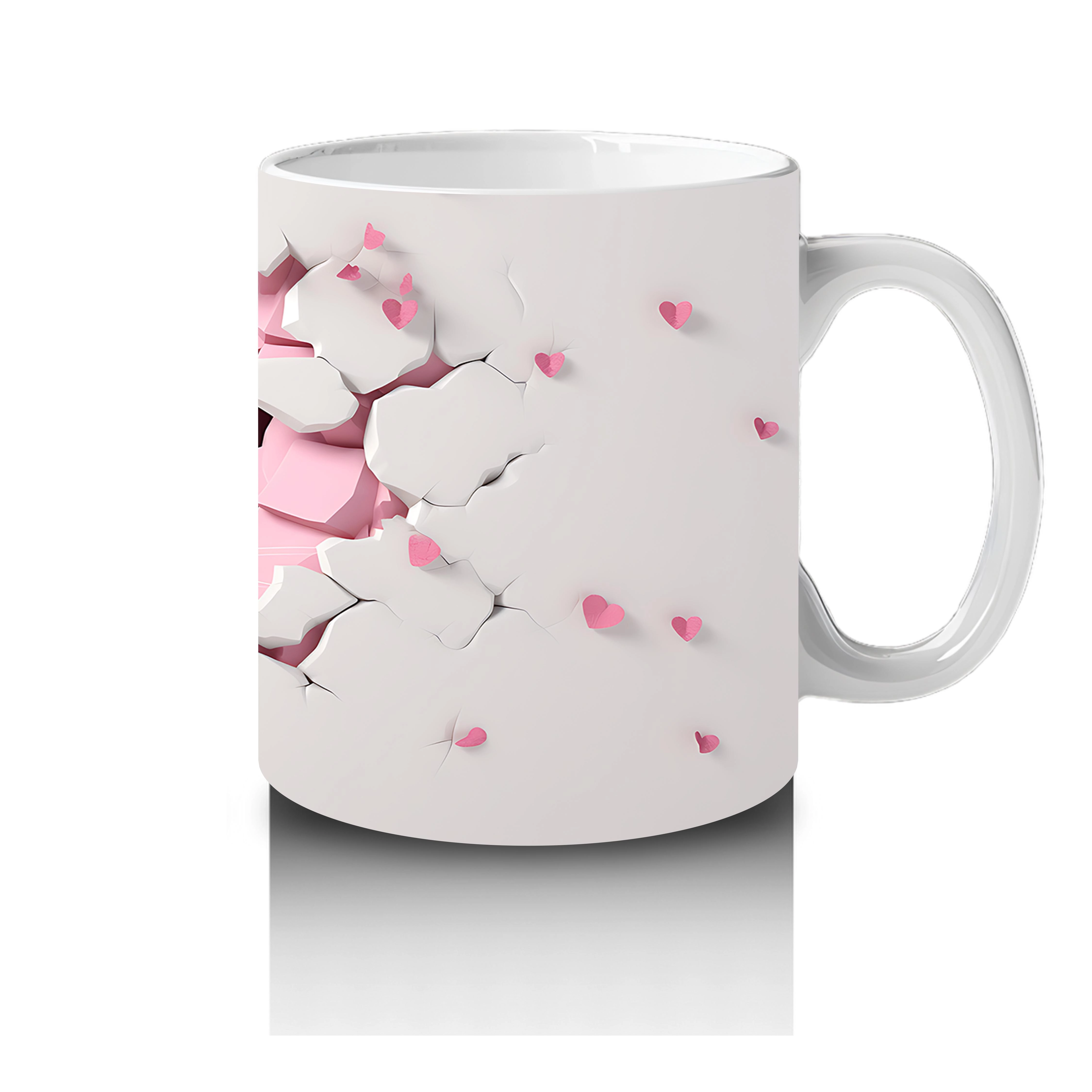 Kalp Yapraklı Ağaç Önünde Tatlı Tavşan – Baskılı Kahve Kupası - 4