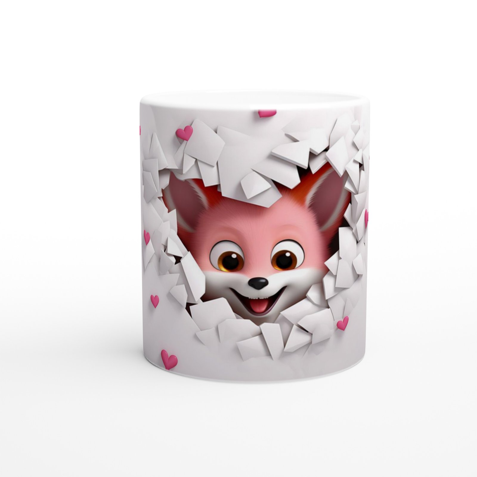 Kalp Zarf İçinden Bakan Sevimli Tilki Temalı Baskılı Kupa Bardak