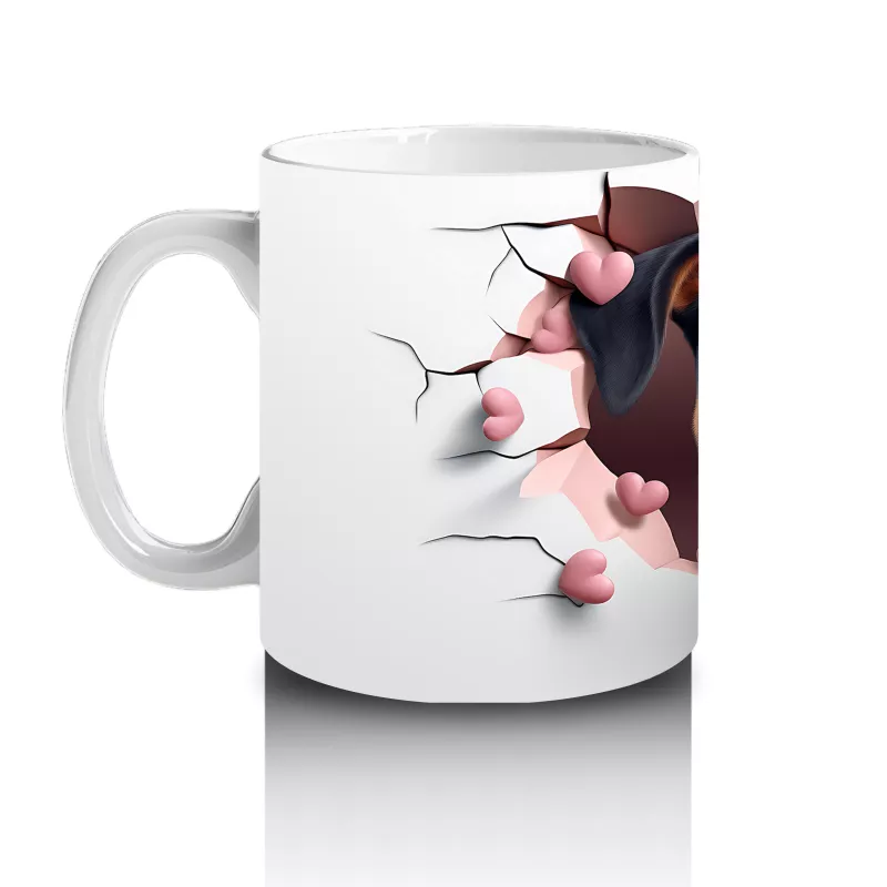 Kalpler Arasında Gülümseyen Doberman – Baskılı Kahve Kupası - 2