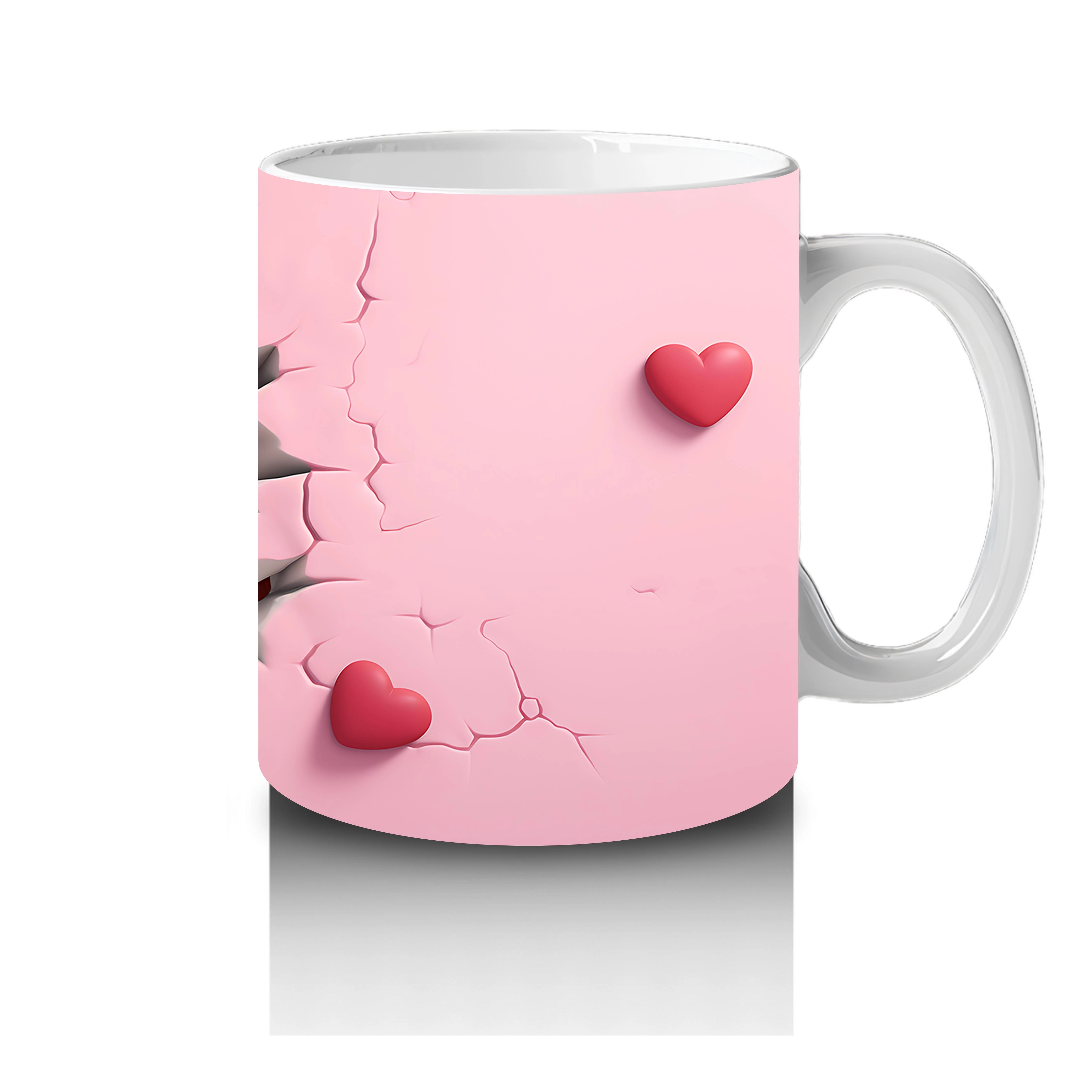 Kalplerle Süslenmiş Duvarı Delen Maymun – Baskılı Kahve Kupası - 4