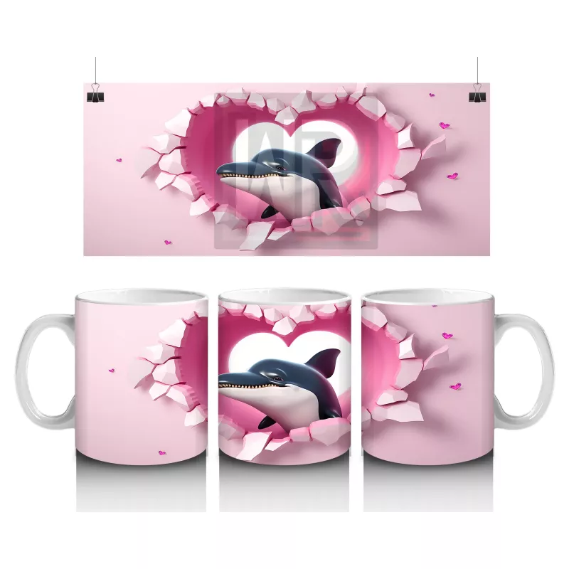 Kalpli Arka Planda Yunus Figürü – Baskılı Kahve Kupası