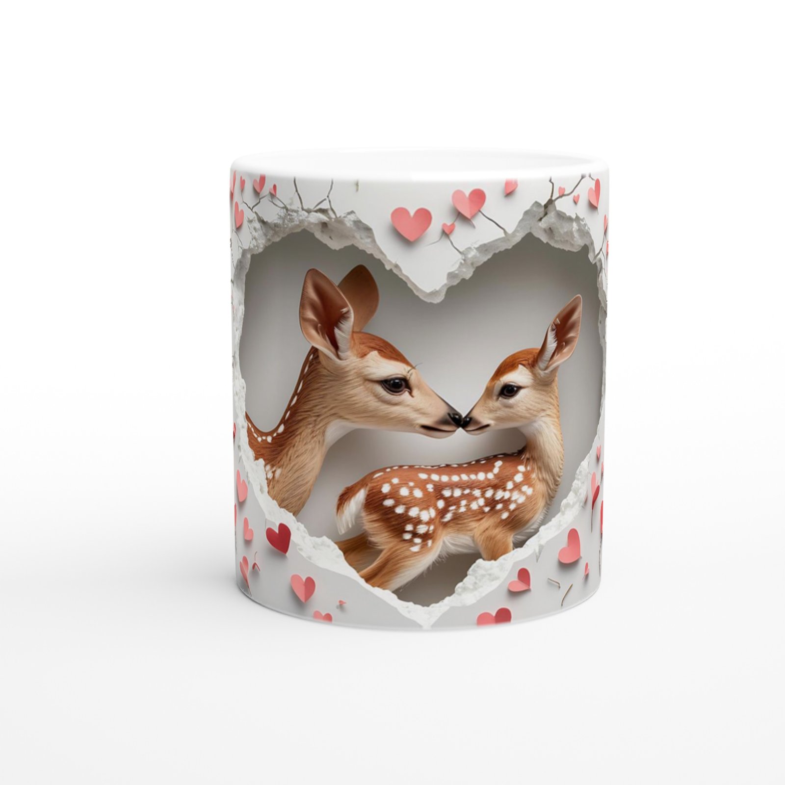 Kalpli Arka Planlı Geyik Aşkı Temalı Baskılı Kupa Bardak