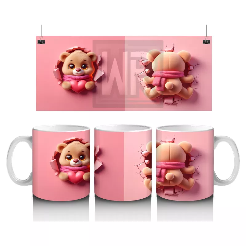 Kalpli Ayıcık Figürü (Yandan ve Arkadan Detaylı) - Baskılı kahve kupası