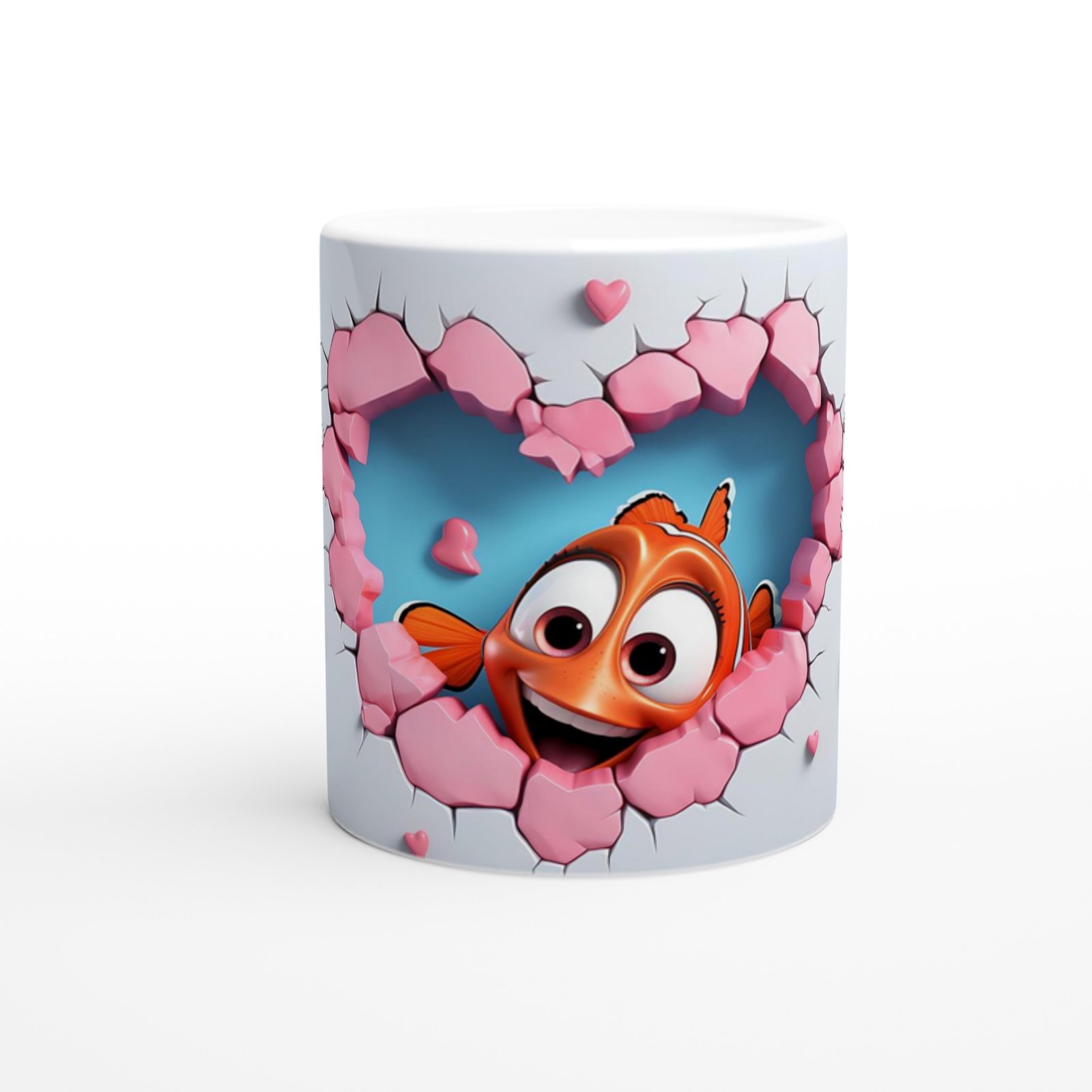 Kalpli Çatlağın Ardından Bakan Palyaço Balığı Temalı Baskılı Kupa Bardak