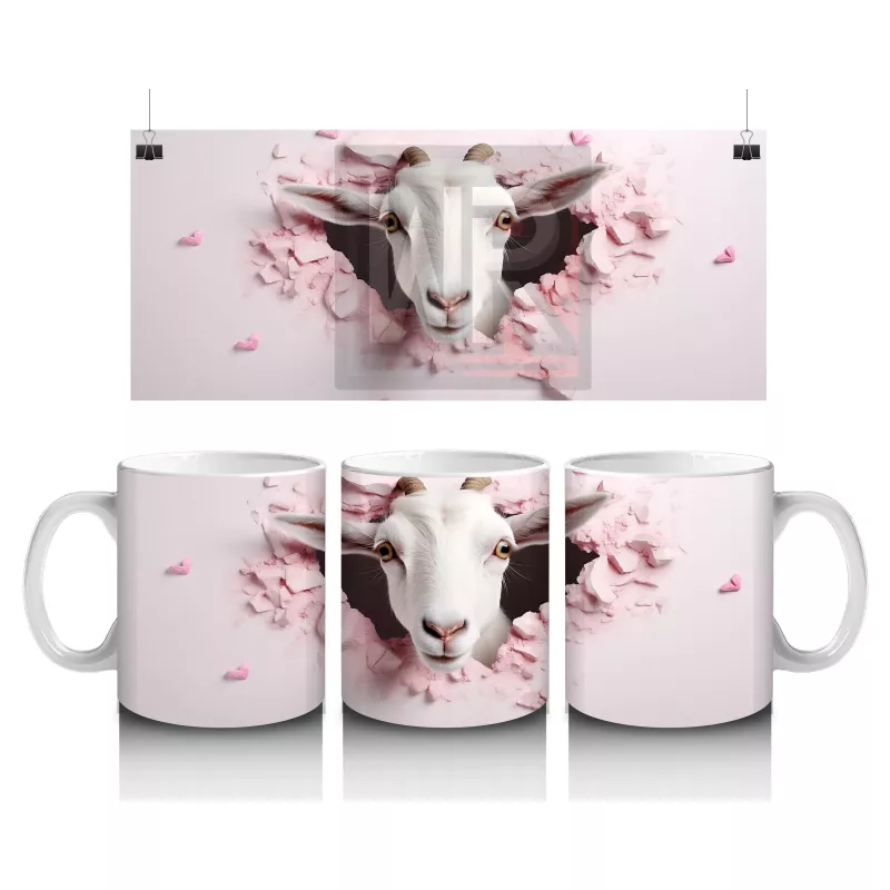 Kalpli Çatlak Arasından Bakan Keçi – Baskılı Kahve Kupası